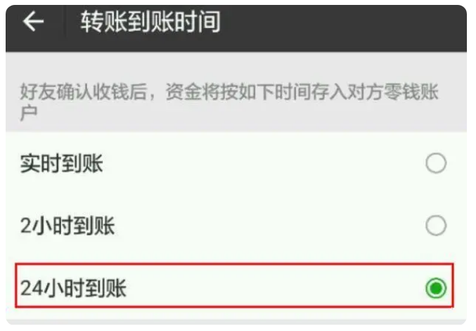 邗江苹果手机维修分享iPhone微信转账24小时到账设置方法 