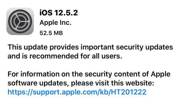 邗江苹果手机维修分享iOS12.5.2发布，建议所有老苹果用户安装 